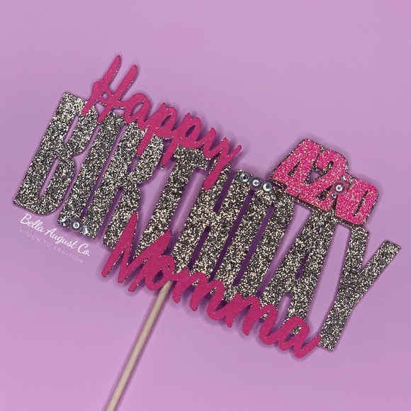 Custom Jewelled Birthday Cake Topper - Picture 2 of 3